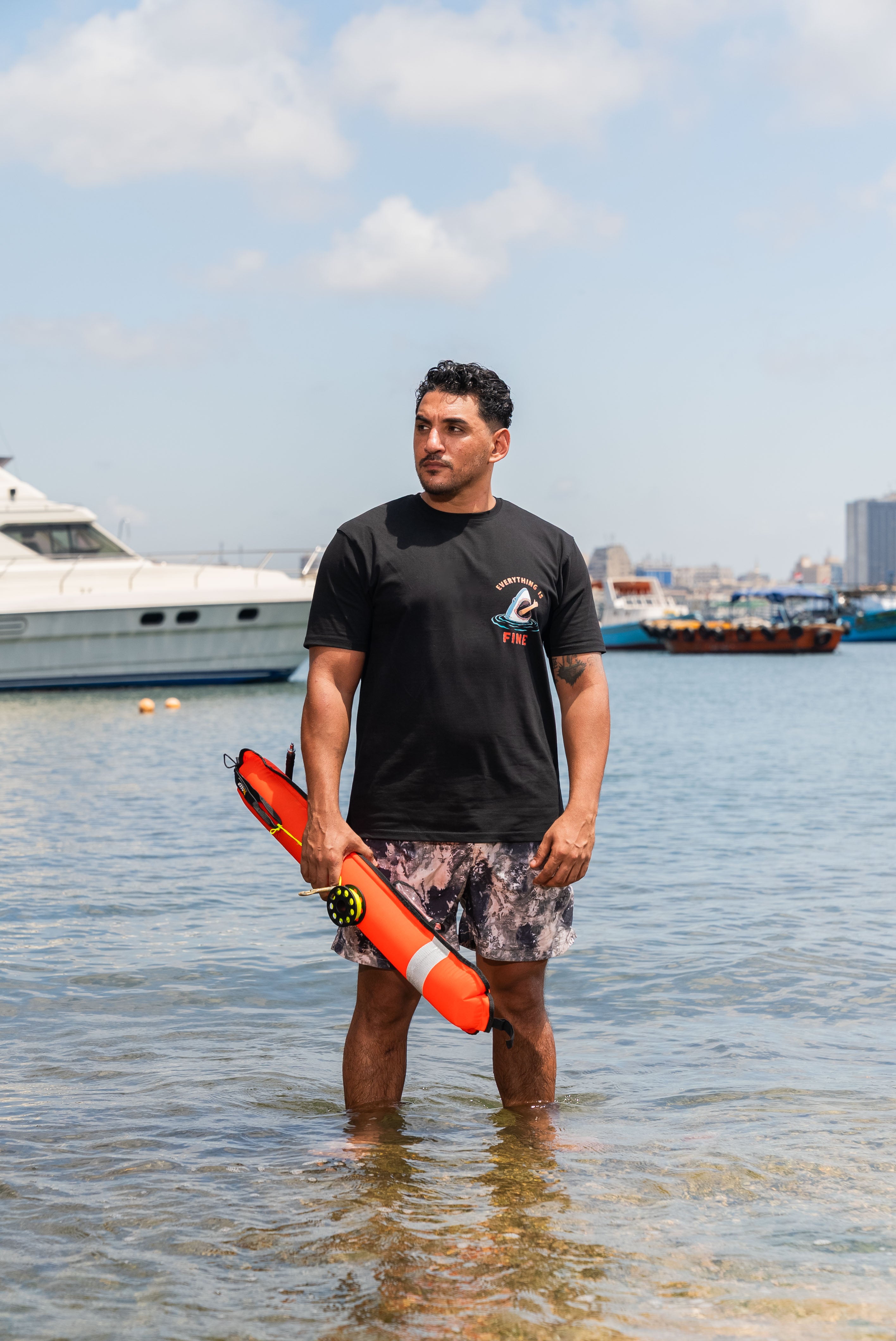 “Everything Is Fine” Shark Tee in Black