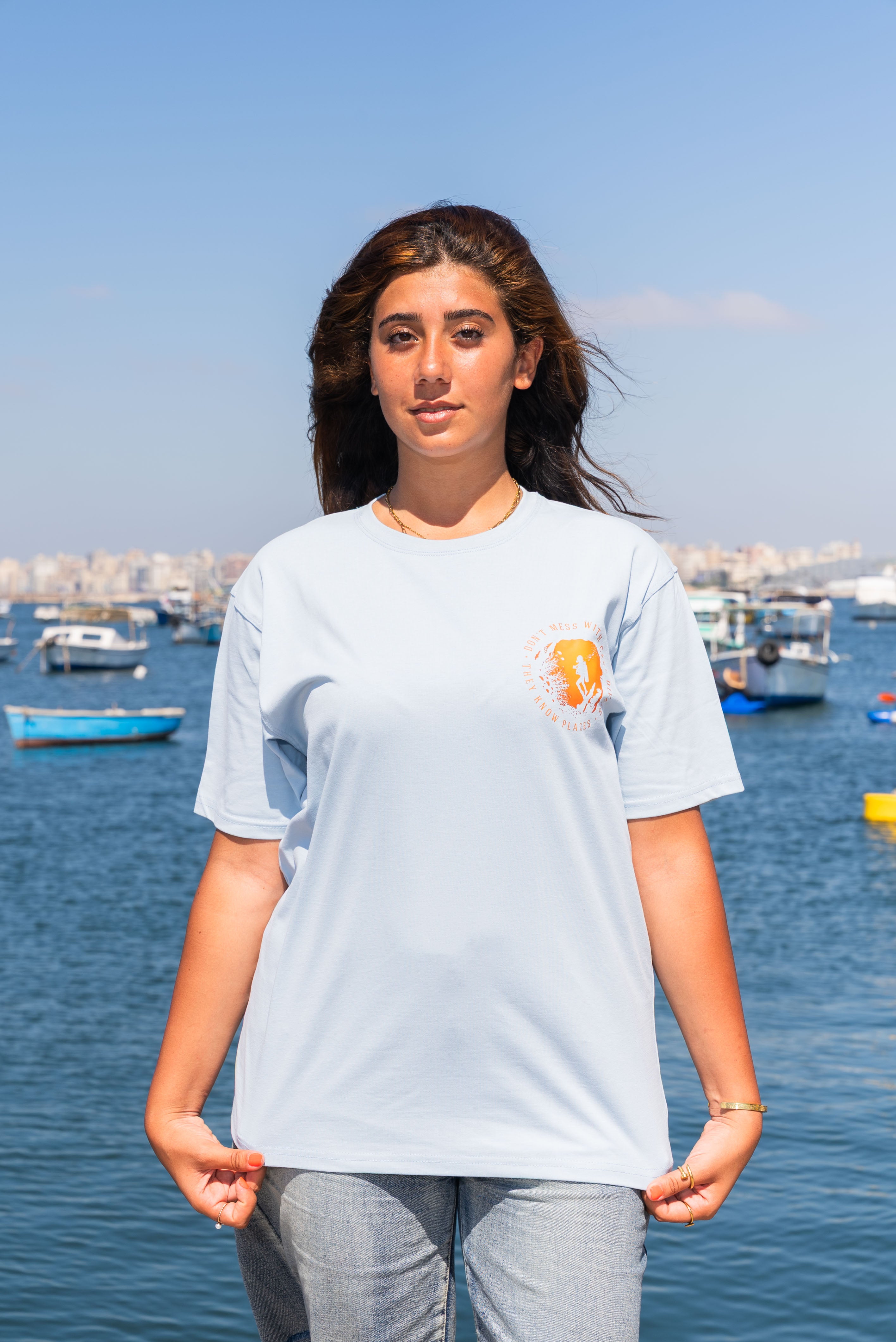 “Don’t Mess With Cave Divers” Tee in Baby Blue